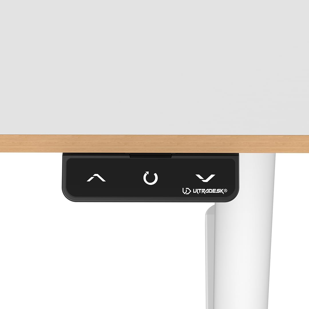 ULTRADESK - Pulsar Kinderschreibtisch Höhenverstellbar - Höhenverstellbarer Schreibtisch - 120x60x55-81cm - Computertisch für 2 Monitore - für Kinderzimmer, Jugendzimmer - Weiß