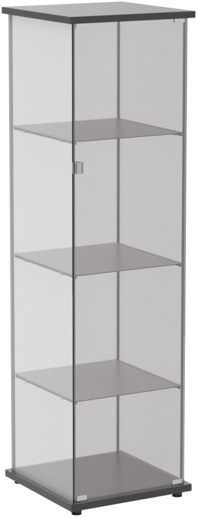 Glasvitrine Standvitrine in Schwarz, 164x42,5x36,5CM Glas Vitrine