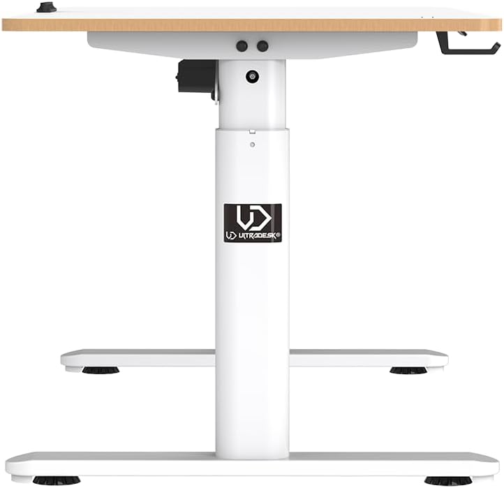 ULTRADESK - Pulsar Kinderschreibtisch Höhenverstellbar - Höhenverstellbarer Schreibtisch - 120x60x55-81cm - Computertisch für 2 Monitore - für Kinderzimmer, Jugendzimmer - Weiß