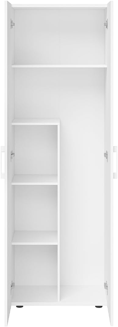 Bellamio Apol Besenschrank 60 cm breit, Weiß, Staubsaugerfach, Stauraum