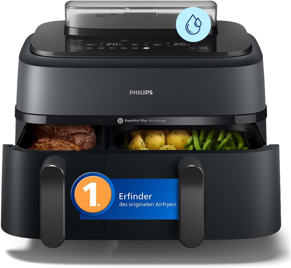 Philips Steam Airfryer 5000 Heißluftfritteuse, Schwarz, 9 L