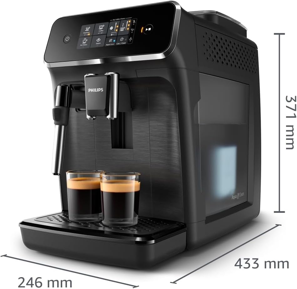 PHILIPS Kaffeevollautomat Panarello 2200 Serie, Schwarz, 2 Spezialitäten