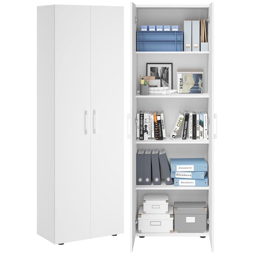 Bellamio Apol Besenschrank 60 cm breit, Weiß, Staubsaugerfach, Stauraum