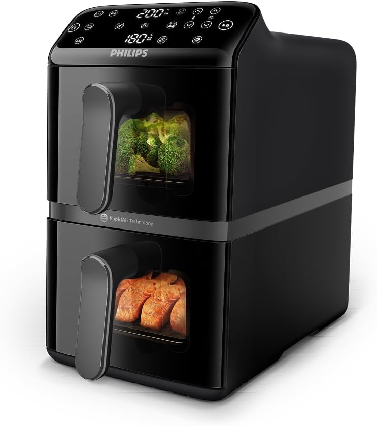 Philips Stacked Airfryer 4000 Serie Heißluftfritteuse, Schwarz/Grau, 10 L