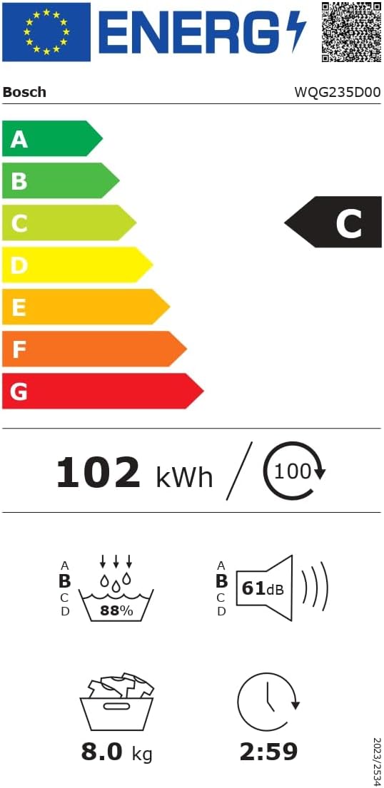 Bosch WQG235D00, Stiftung Warentest GUT (2,2)*, Serie 6, Wärmepumpentrockner 8 kg, Schneller getrocknete Wäsche, Auto Dry, Option Halbe Beladung, Sensitive Drying-System, Selbstreinigender Kondensator