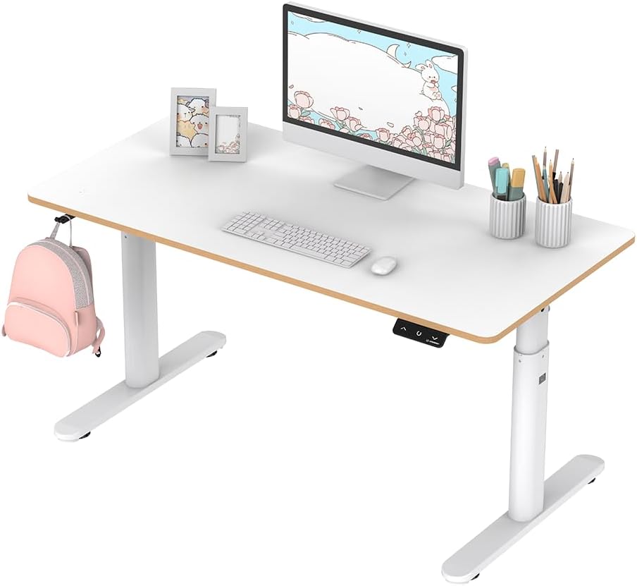 ULTRADESK - Pulsar Kinderschreibtisch Höhenverstellbar - Höhenverstellbarer Schreibtisch - 120x60x55-81cm - Computertisch für 2 Monitore - für Kinderzimmer, Jugendzimmer - Weiß