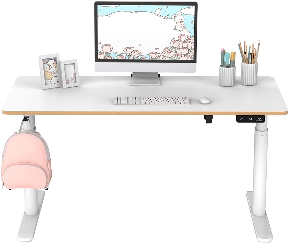 ULTRADESK - Pulsar Kinderschreibtisch Höhenverstellbar - Höhenverstellbarer Schreibtisch - 120x60x55-81cm - Computertisch für 2 Monitore - für Kinderzimmer, Jugendzimmer - Weiß