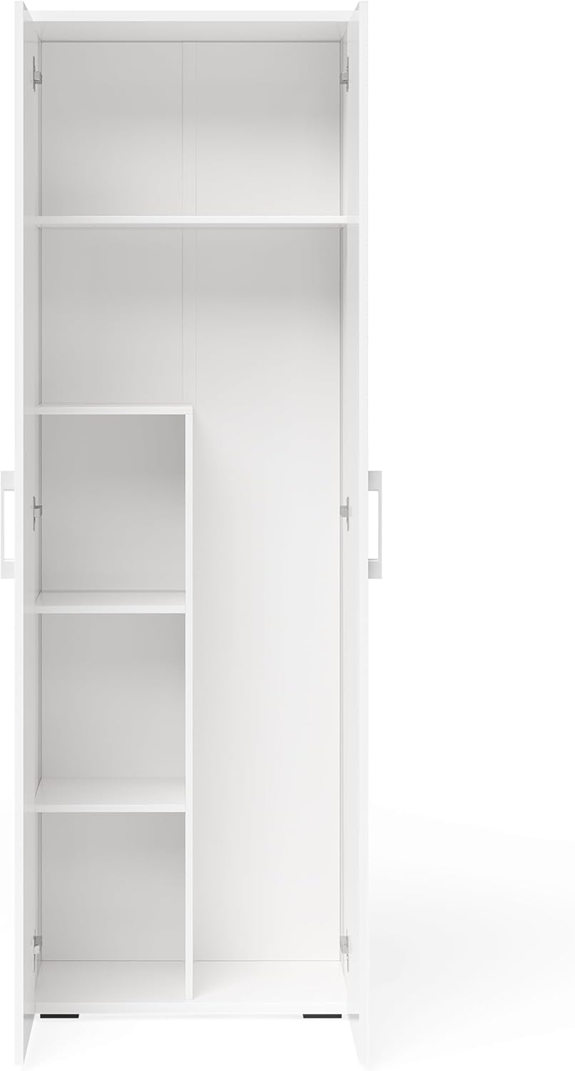 Bellamio Apol Besenschrank 60 cm breit, Weiß, Staubsaugerfach, Stauraum