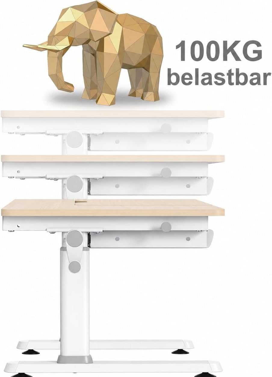 HOKO Kinderschreibtisch höhenverstellbar für Kinder ab 6 Jahren, 120x60 cm