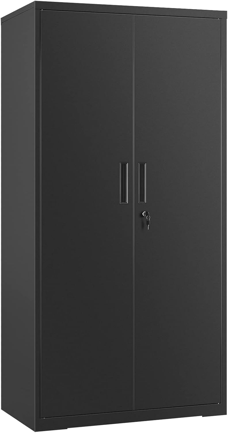 SONGMICS Aktenschrank, Doppeltüren, Schloss, 5 Ebenen, 80 x 40 x 180 cm