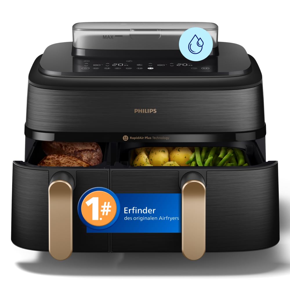 Philips Steam Airfryer 5000 Heißluftfritteuse, Schwarz, 9 L
