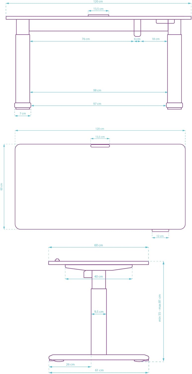 ULTRADESK - Pulsar Kinderschreibtisch Höhenverstellbar - Höhenverstellbarer Schreibtisch - 120x60x55-81cm - Computertisch für 2 Monitore - für Kinderzimmer, Jugendzimmer - Weiß