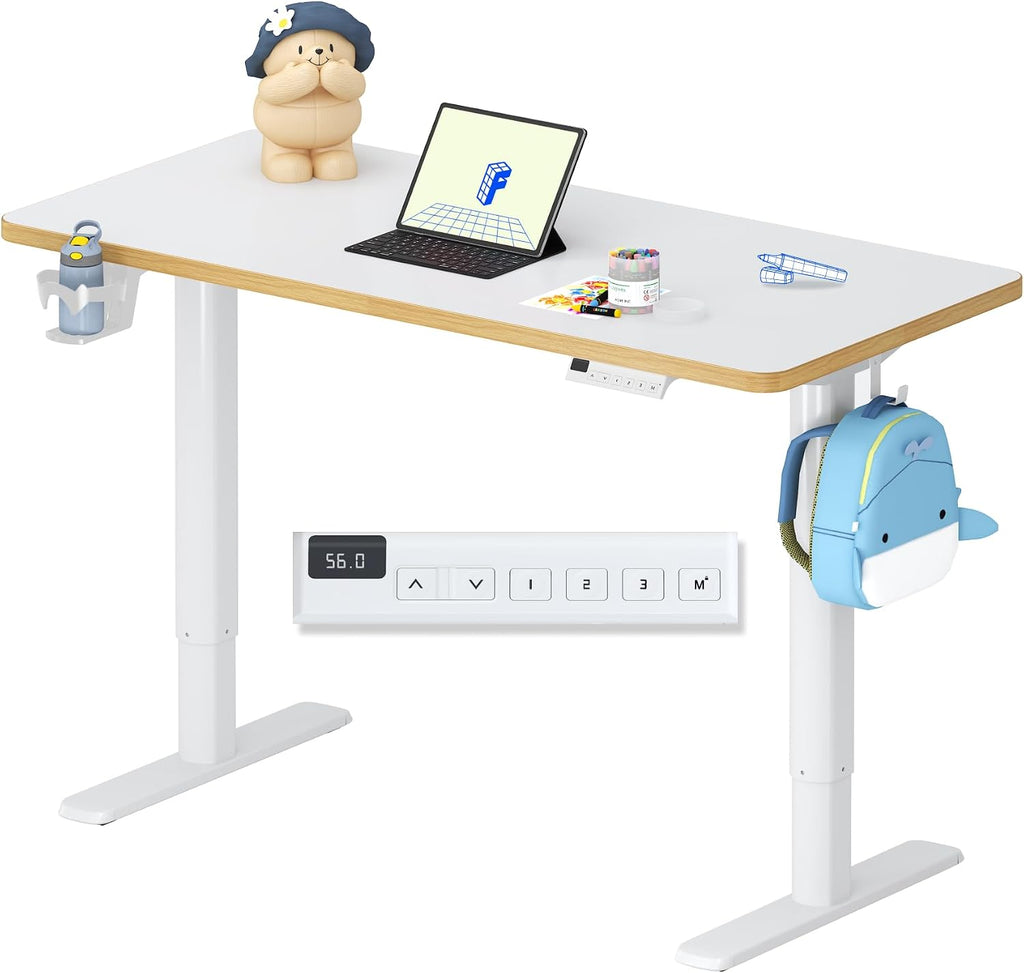FLEXISPOT Kinderschreibtisch höhenverstellbar elektrisch 110 × 52 cm, Weiß