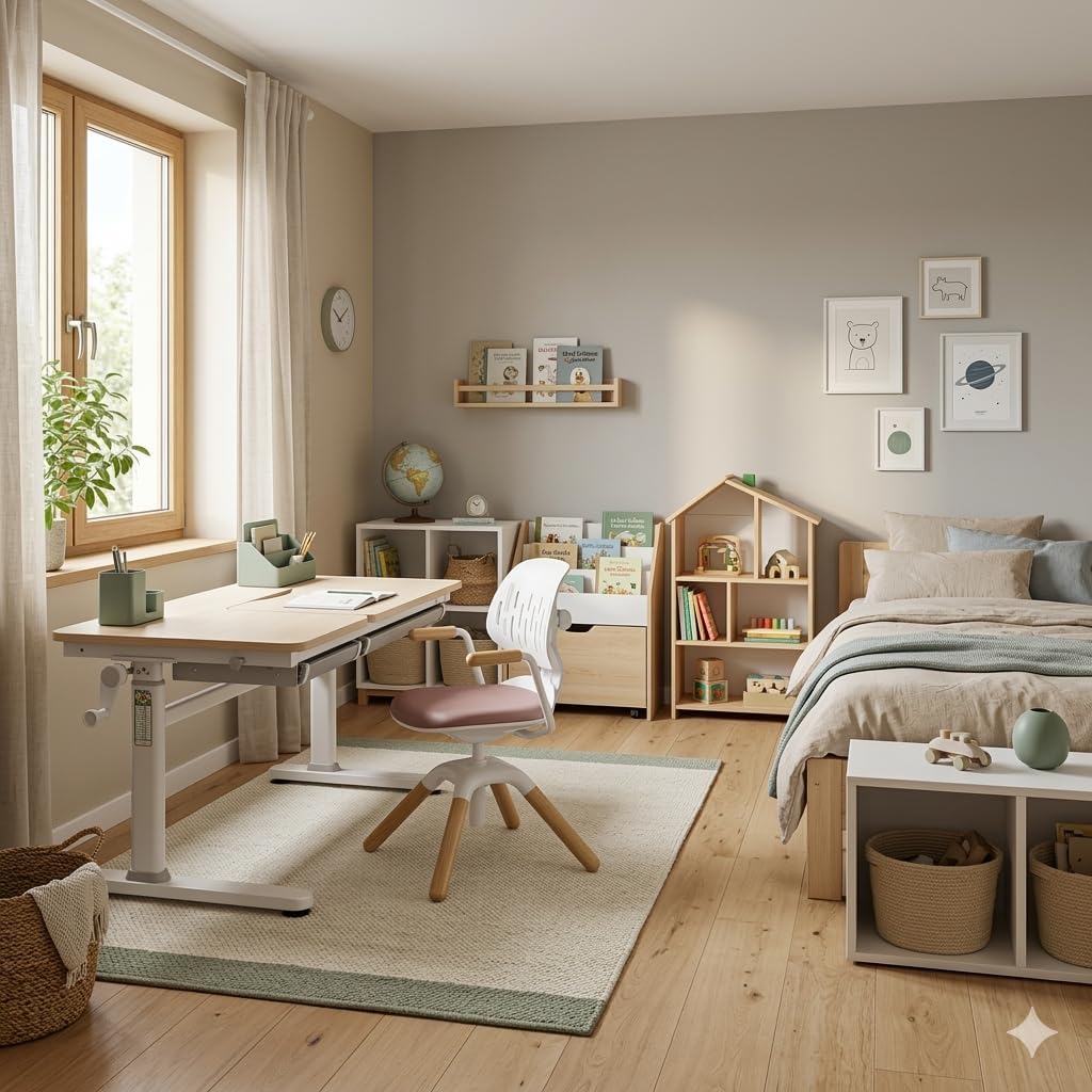 HOKO Kinderschreibtisch höhenverstellbar für Kinder ab 6 Jahren, 120x60 cm