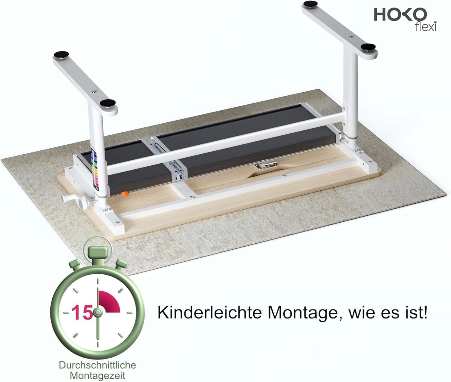 HOKO Kinderschreibtisch höhenverstellbar für Kinder ab 6 Jahren, 120x60 cm