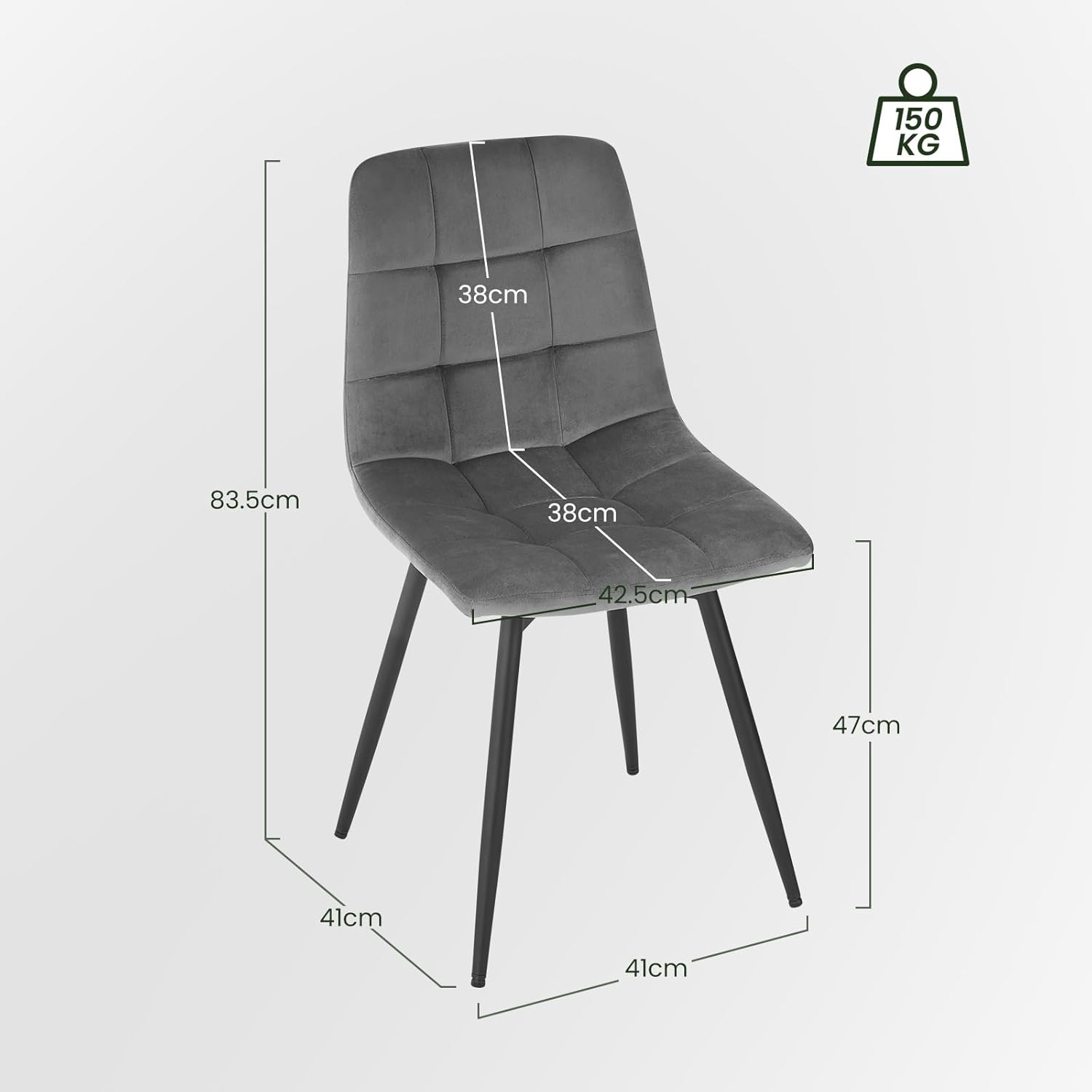 EUGAD Esszimmerstühle 4er Set Drehbar Samt Dunkelgrau