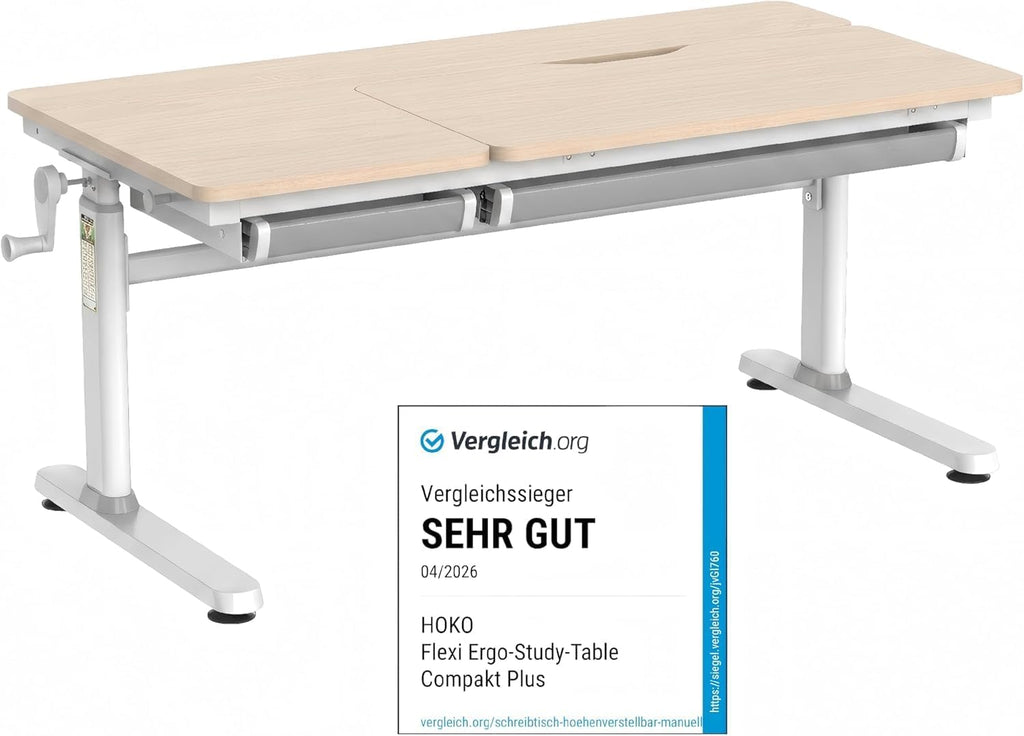HOKO Kinderschreibtisch höhenverstellbar für Kinder ab 6 Jahren, 120x60 cm