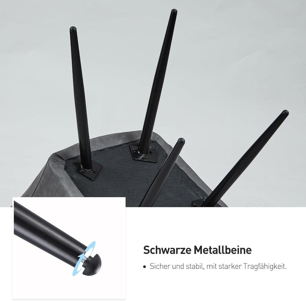 CLIPOP Esszimmerstühle 4er Set, Küchenstühle Grau Kunstlederstoff stühle Polsterstühle mit Armlehne Metallbeine Polstersessel Stühle für Esszimmer Küche (4, Kunstleder Grau)