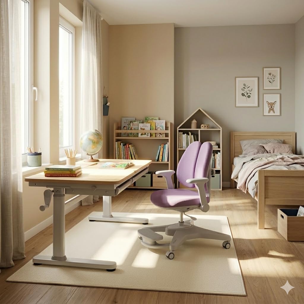 HOKO Kinderschreibtisch höhenverstellbar für Kinder ab 6 Jahren, 120x60 cm