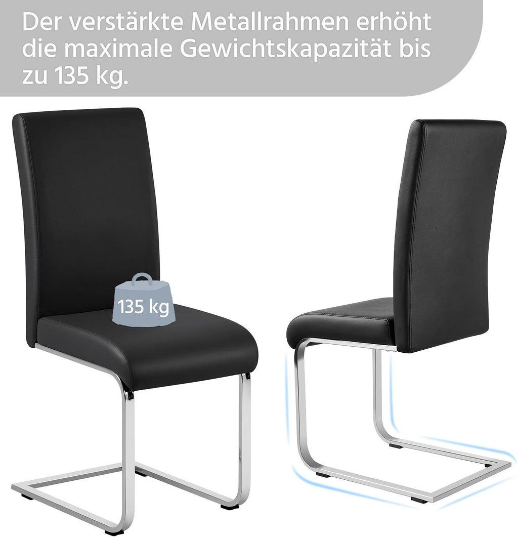 Yaheetech Esszimmerstühle 2er Set Schwingstuhl hohe Rückenlehne Schwarz