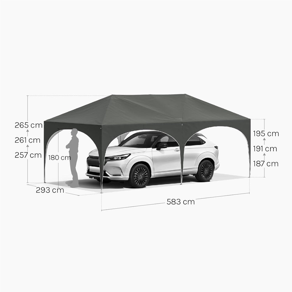 WOLTU Faltpavillon 3x6m Pop up mit 6 Seitenwänden Pavillon Partyzelt Grau