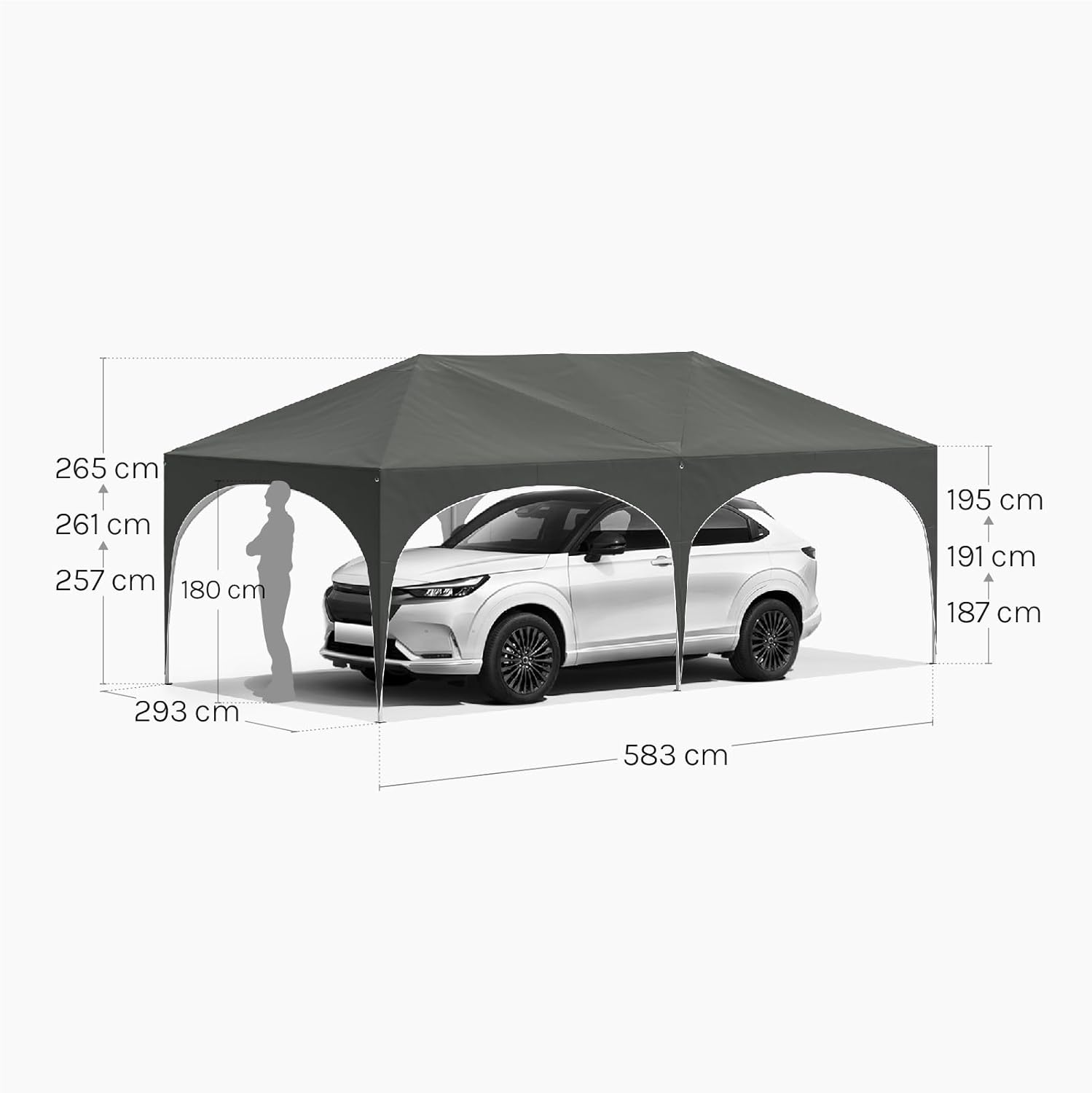 WOLTU Faltpavillon 3x6m Pop up mit 6 Seitenwänden Pavillon Partyzelt Grau