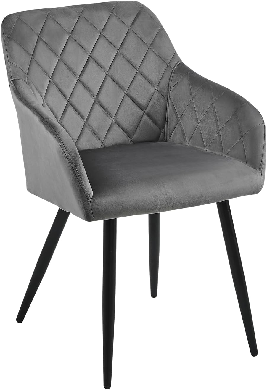 CLIPOP Esszimmerstühle 2er Set, Küchenstühle Grau Samtstoff stühle Polsterstühle mit Armlehne Metallbeine Polstersessel Stühle für Esszimmer Küche (2, Samt Grau)