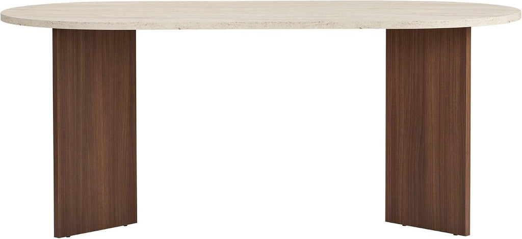 Moderner Esstisch, 180 x 90 x 75 cm, Travertine & Walnuss-Farben | 100% melaminbeschichtete Spanplatte, 25 mm Stärke | stilvolles & langlebiges Design, perfekt für zeitgemäße Essbereiche