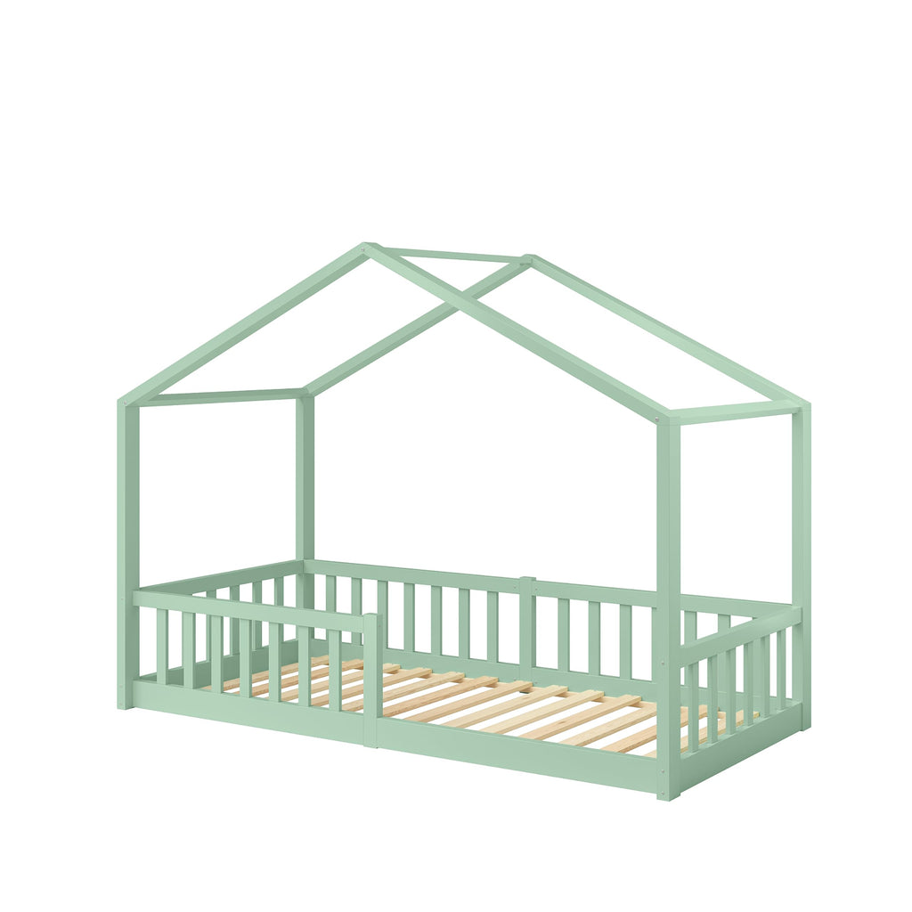 Bellabino Bia Kinderbett 120x200 cm, Bodenbett, Weiß, mit Rausfallschutz