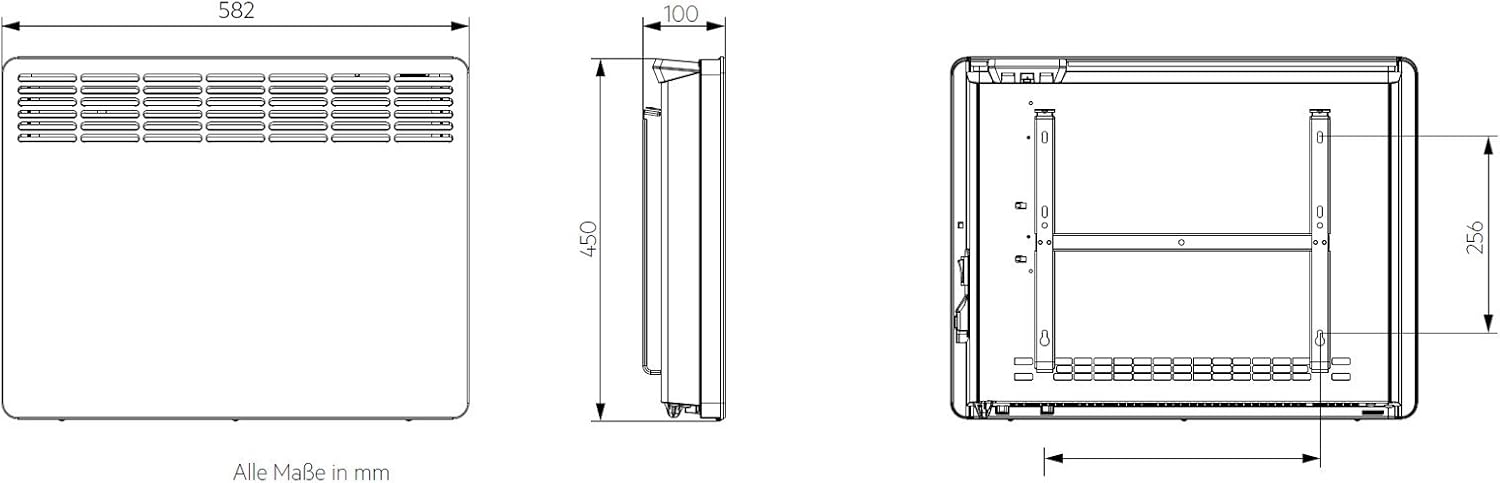AEG Wandkonvektor WKL 1505 für ca. 15 m², 1500 W, 5-30 °C, wandhängend, LC-Display, Wochentimer, Metall, Ökodesign 2018, 236534