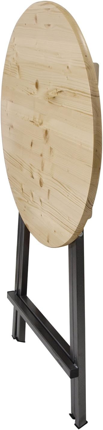 DEGAMO Stehtisch ZÜRICH 78cm rund, Stahlgestell grau + Holzplatte, klar lackiert, klappbar
