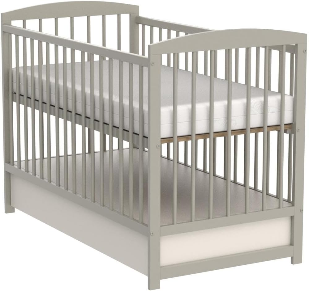 Love For Sleep Babybett Beistellbett 120x60cm mit Schaumstoffmatratze Grau Jacob Kinderbett Baby Bett Holz - Kinderbett Babybett, Mitwachsend Gitterbett Baby Bed