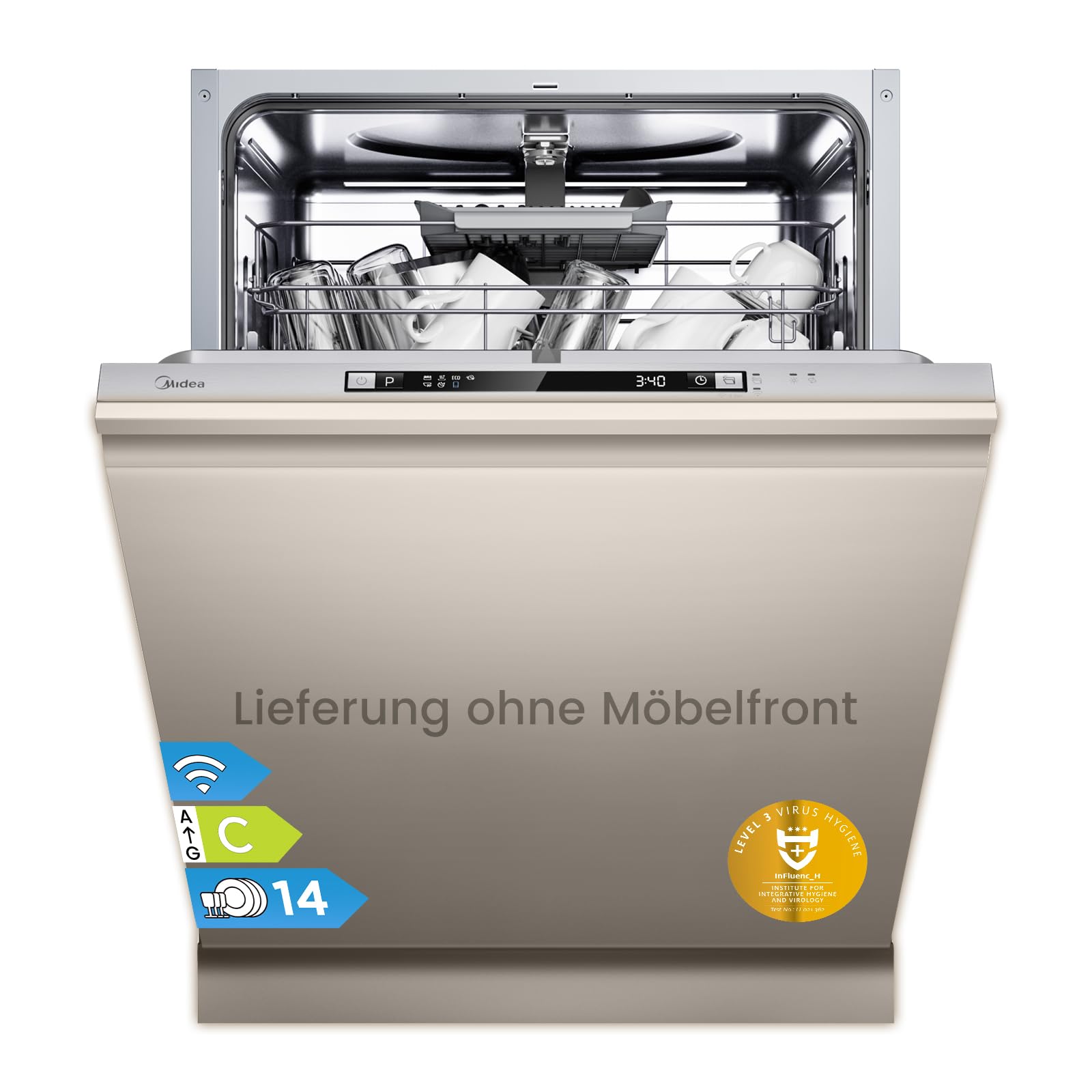 Midea Geschirrspüler Unterbau 60cm Spülmaschine Einbau 14 Maßgedecke EEK C