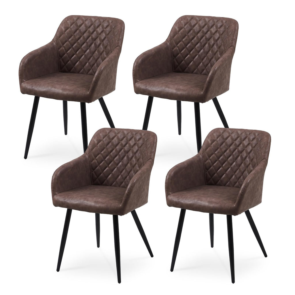 CLIPOP Esszimmerstühle 4er Set, Küchenstühle Grau Kunstlederstoff stühle Polsterstühle mit Armlehne Metallbeine Polstersessel Stühle für Esszimmer Küche (4, Kunstleder Grau)