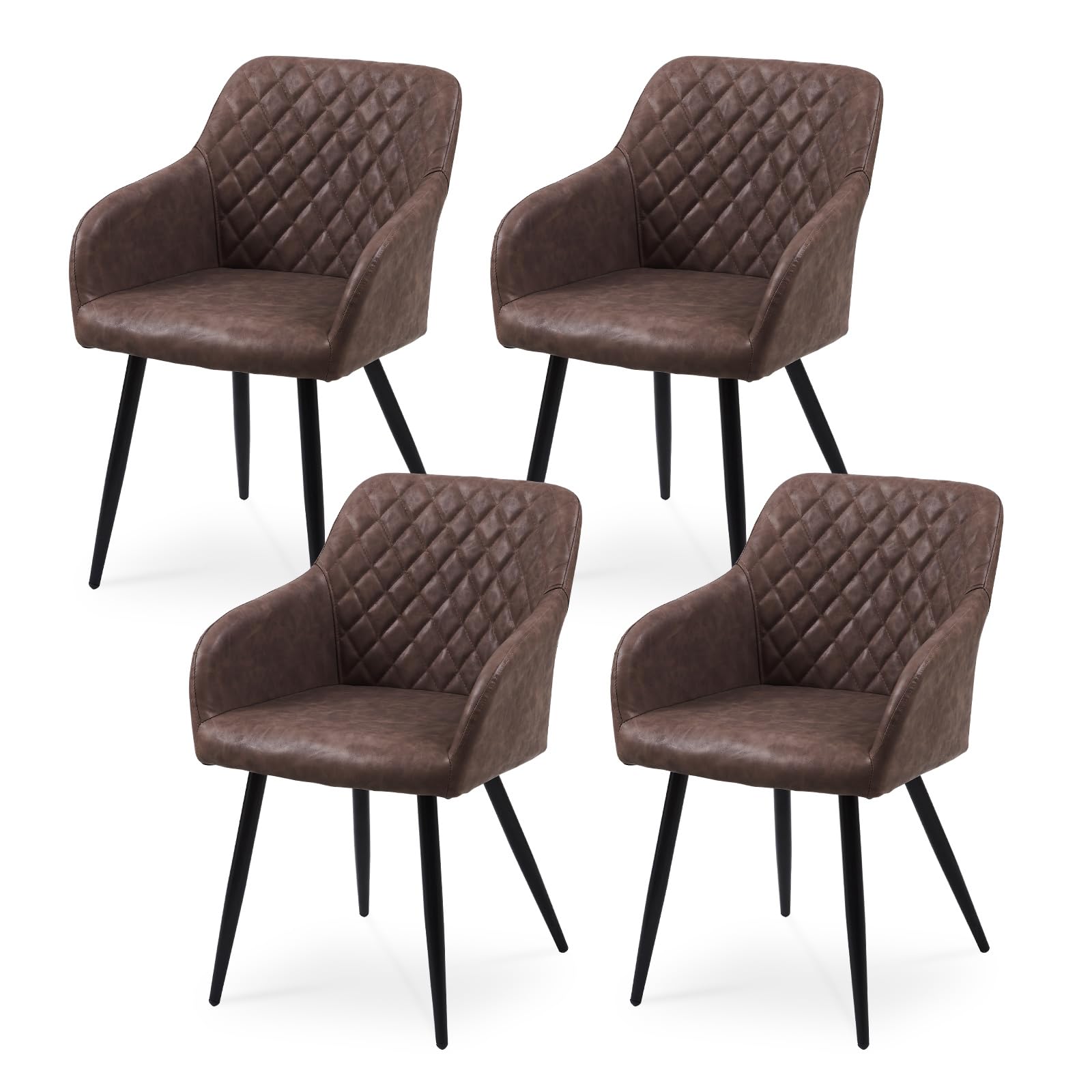 CLIPOP Esszimmerstühle 4er Set, Küchenstühle Grau Kunstlederstoff stühle Polsterstühle mit Armlehne Metallbeine Polstersessel Stühle für Esszimmer Küche (4, Kunstleder Grau)