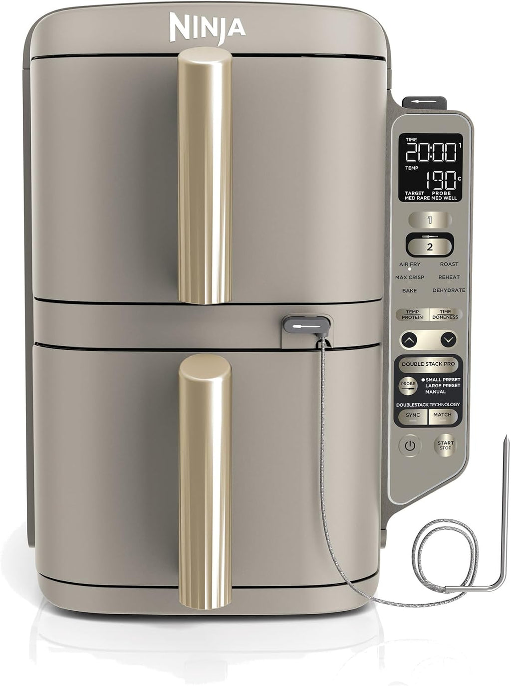Ninja Double Stack XL-Heißluftfritteuse, 6 Funktionen, Steingold SL451EUSD