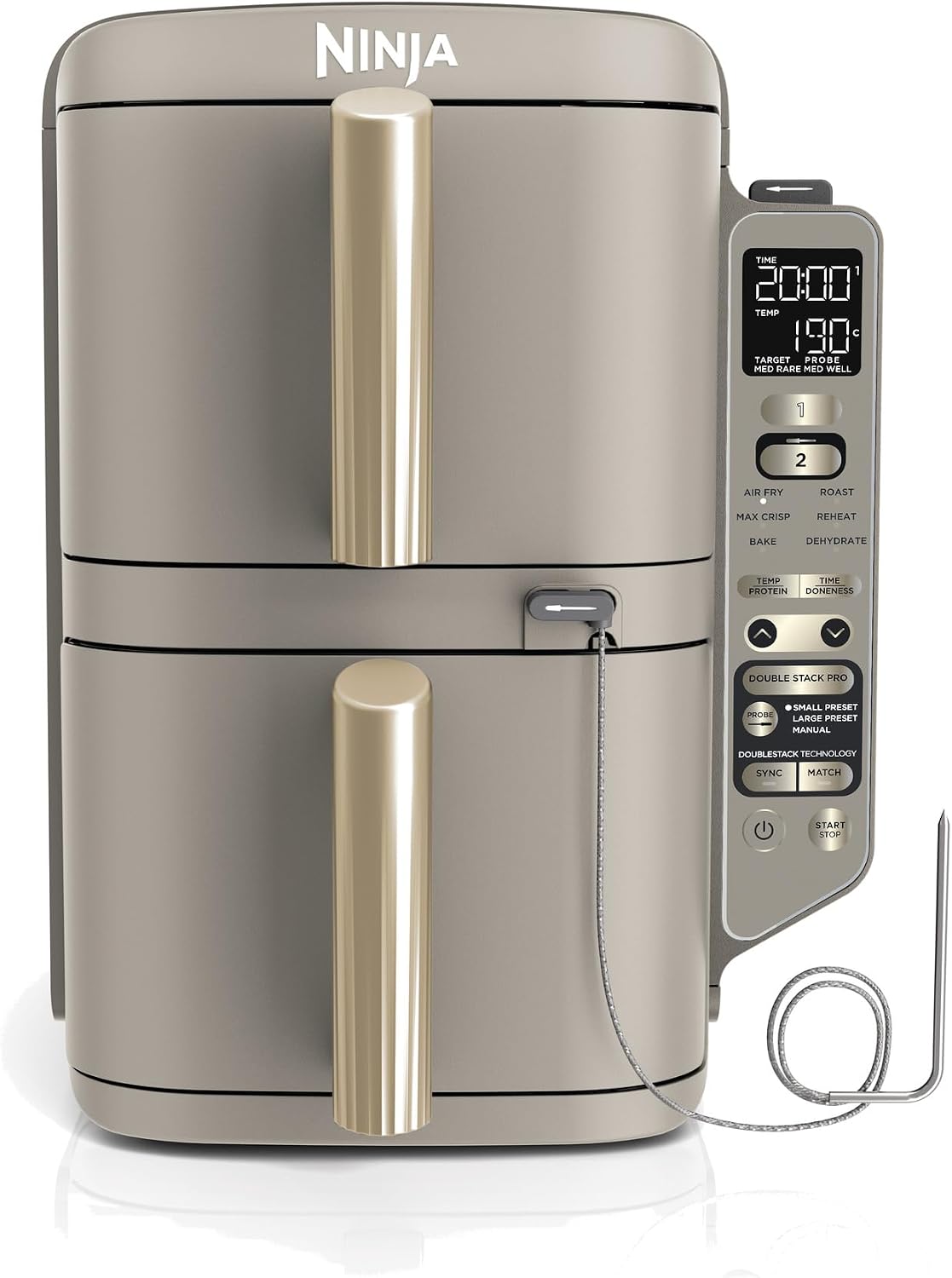 Ninja Double Stack XL-Heißluftfritteuse, 6 Funktionen, Steingold SL451EUSD