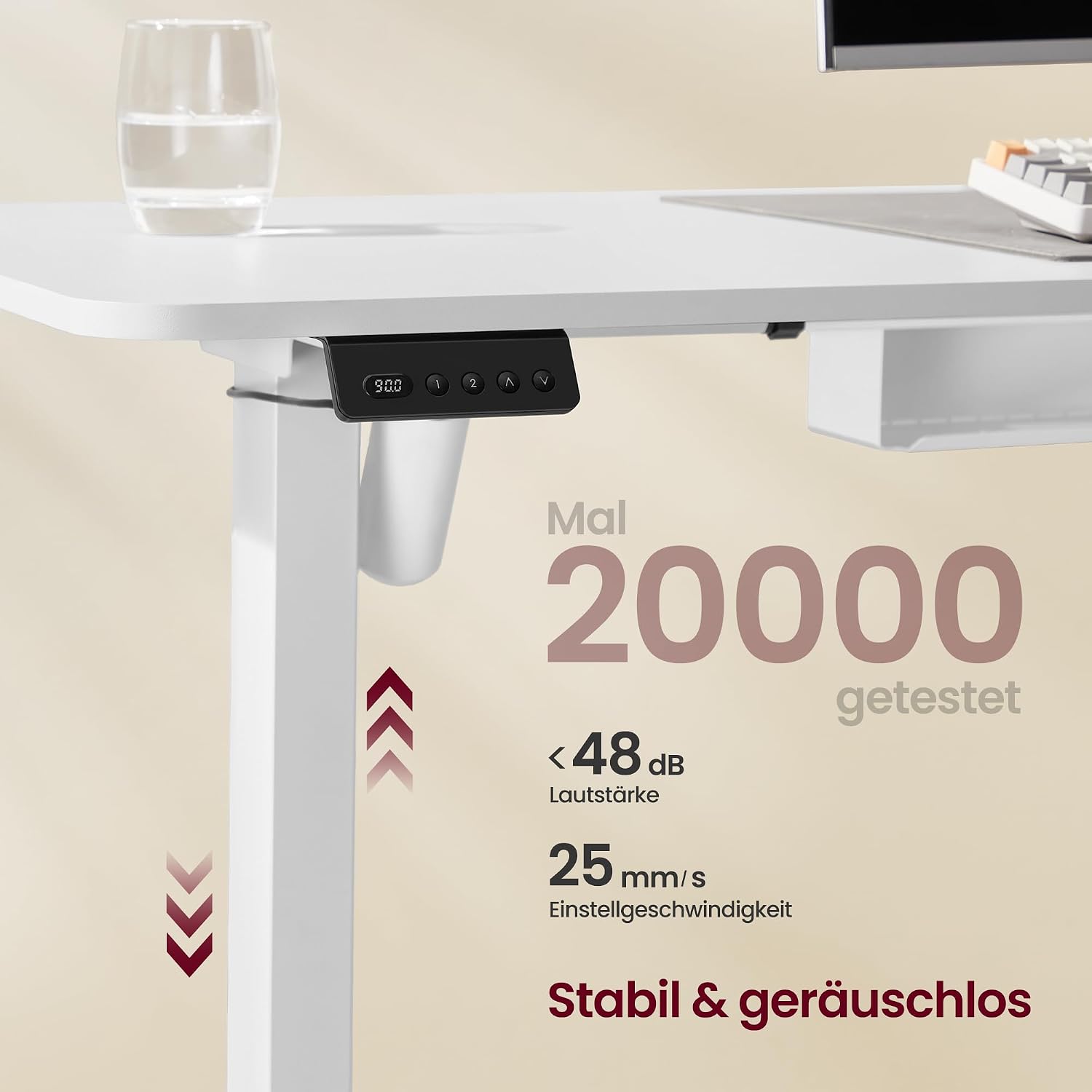 VASAGLE Höhenverstellbarer Schreibtisch, L-förmiger Eckschreibtisch