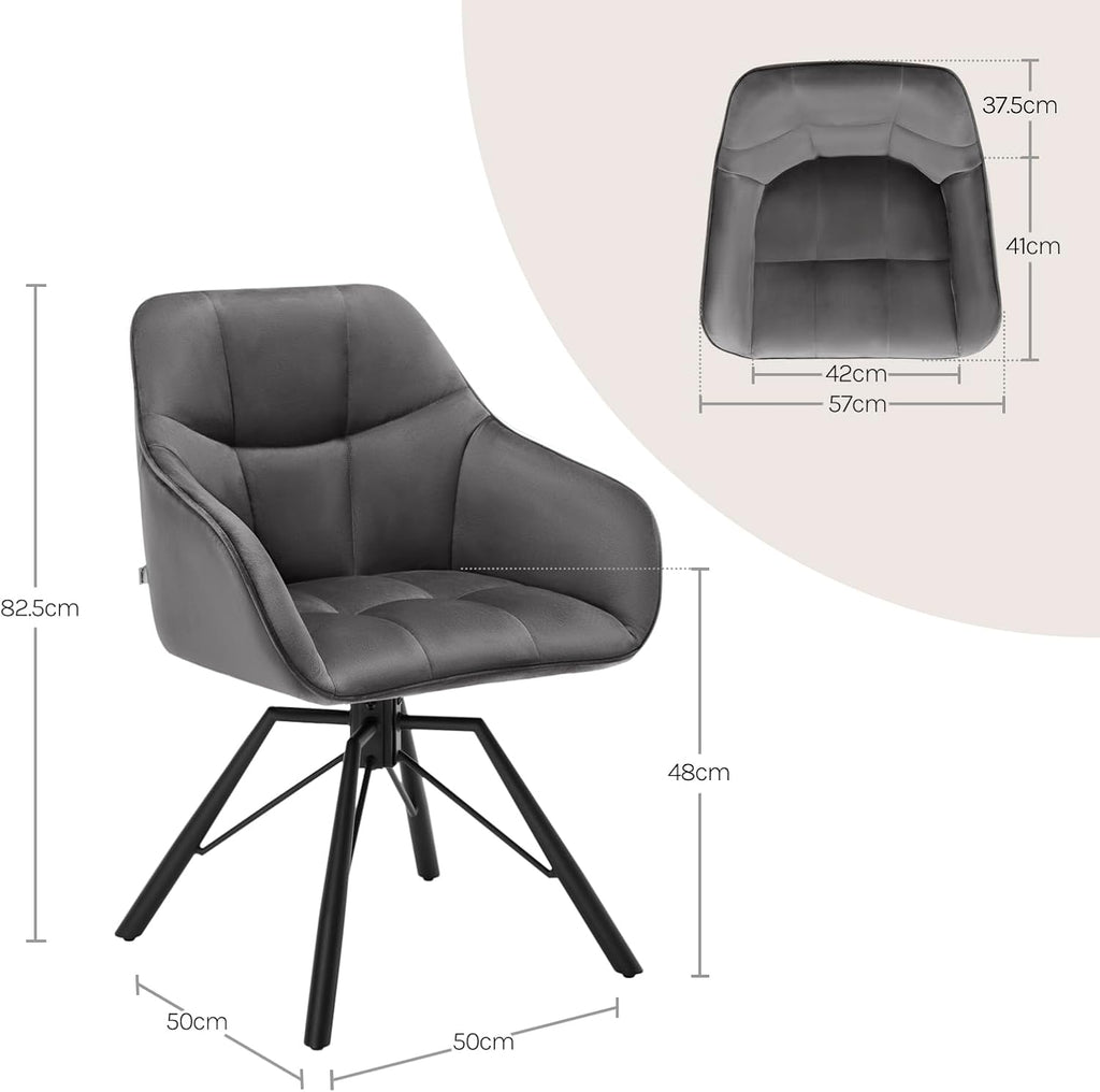 WOLTU Drehbare Esszimmerstühle 6er Set, Küchenstühle mit Armlehen