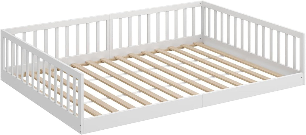 CADANI TIMI XL Bodenbett 120x200 Weiß, Rausfallschutz abnehmbar, bis 200 kg