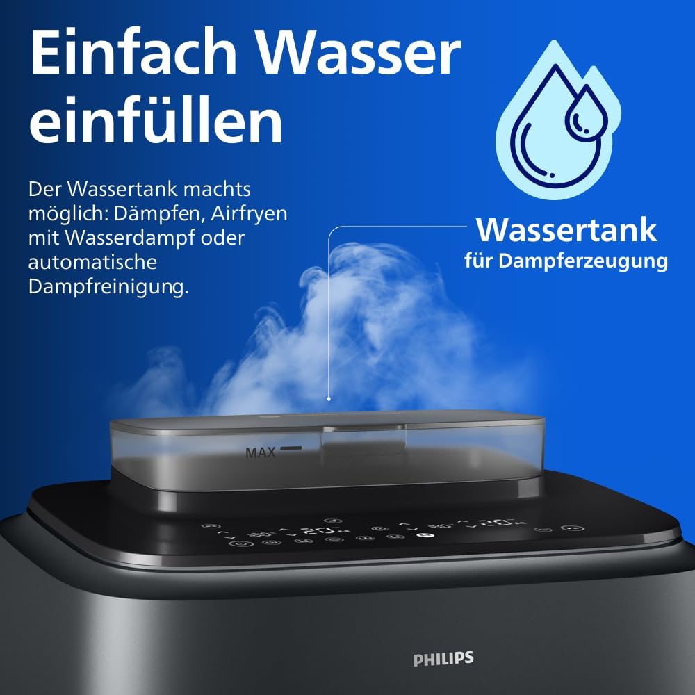 Philips Steam Airfryer 5000 Heißluftfritteuse, Schwarz, 9 L
