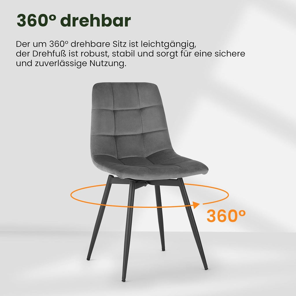 EUGAD Esszimmerstühle 4er Set Drehbar Samt Dunkelgrau