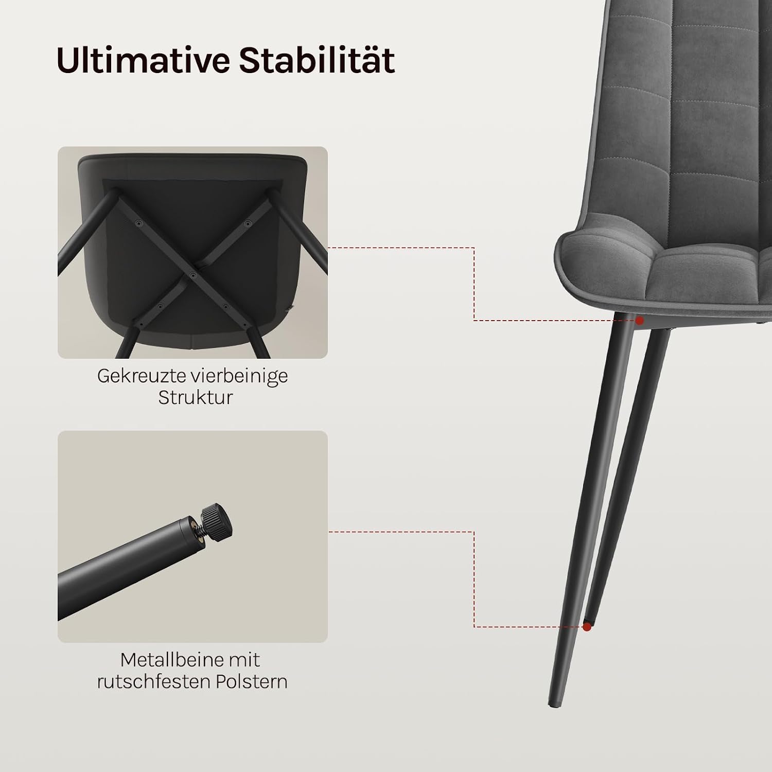 WOLTU Esszimmerstühle 4er Set, Küchenstühle gepolstert mit Rückenlehne