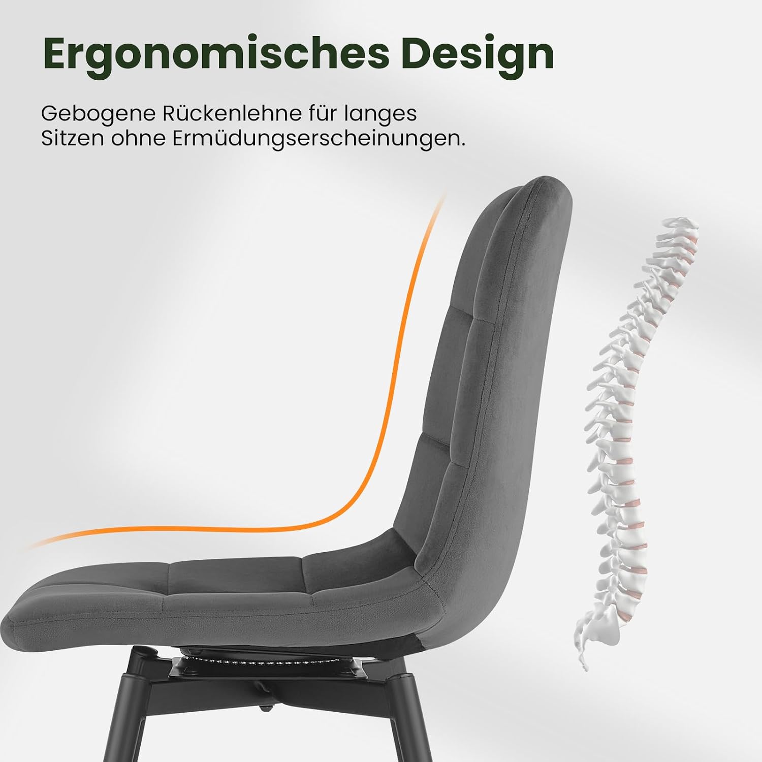 EUGAD Esszimmerstühle 4er Set Drehbar Samt Dunkelgrau