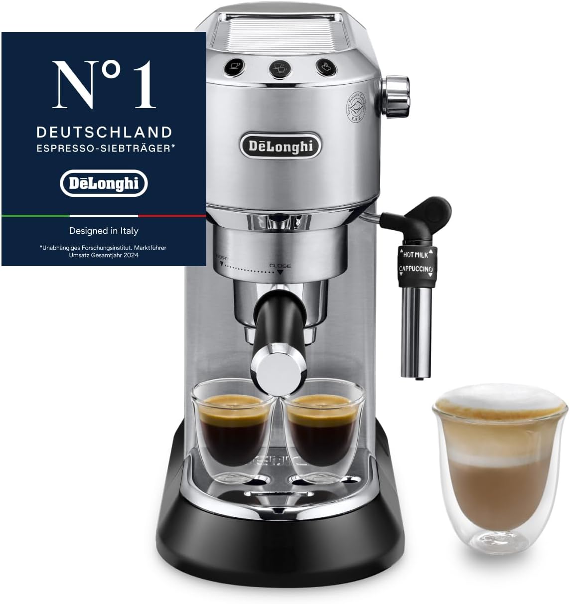 De'Longhi Dedica Style - Espressomaschine mit Manuellem Milchaufschäumer