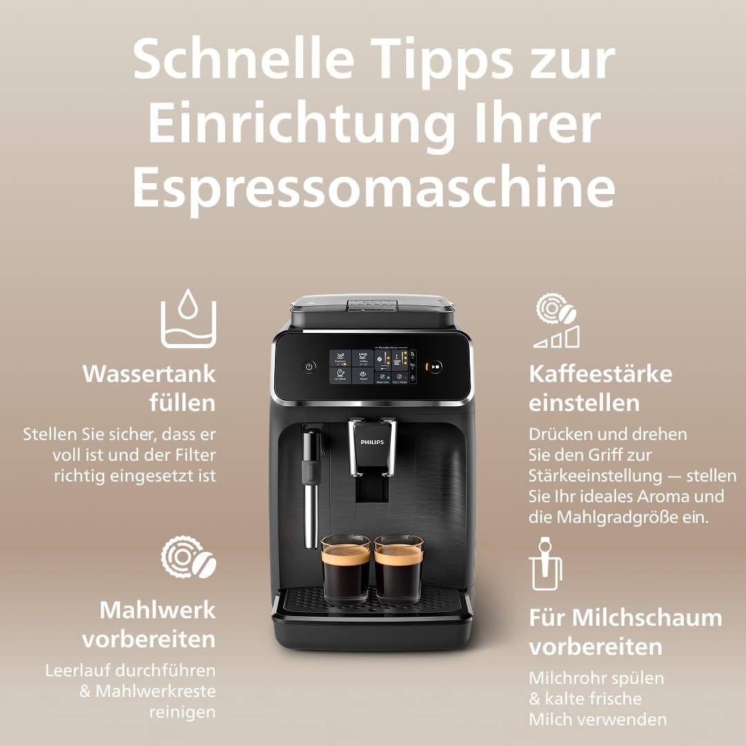 PHILIPS Kaffeevollautomat Panarello 2200 Serie, Schwarz, 2 Spezialitäten