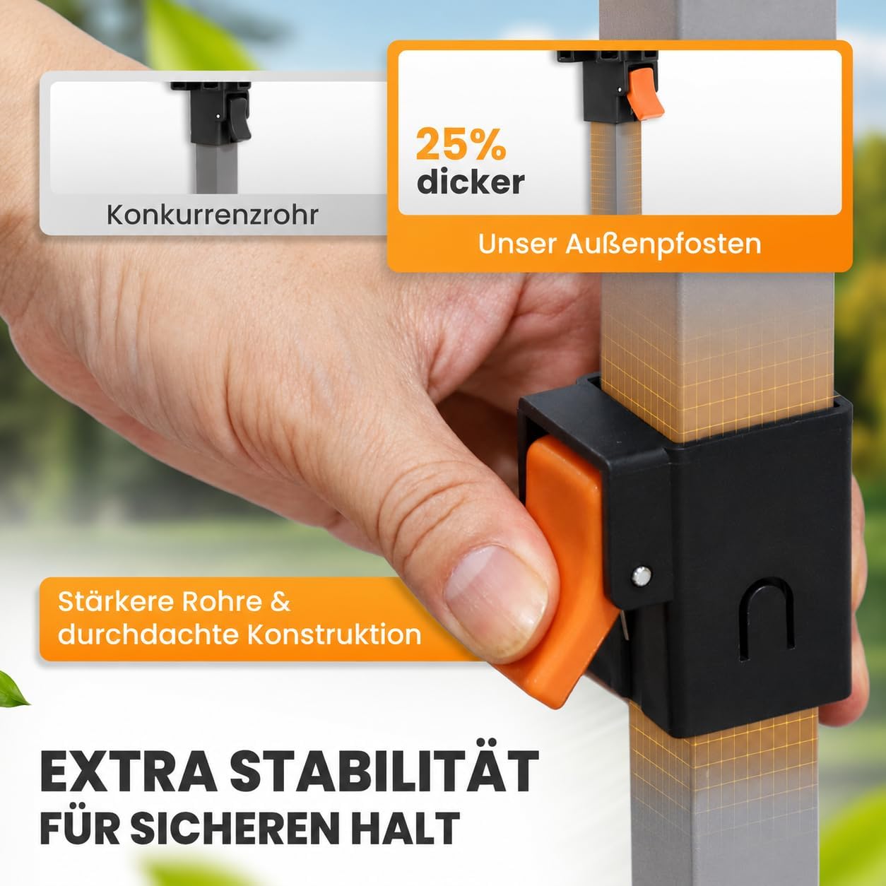 NATURIZ® Pavillon 3x3 Wasserdicht Stabil und UV 50+ Schutz - Faltpavillon mit Seitenwänden - Pop Up Zelt für Garten, Camping, Marktstand & Partyzelt, Gartenpavillon, Gartenzelt, Festzelt (Grau)