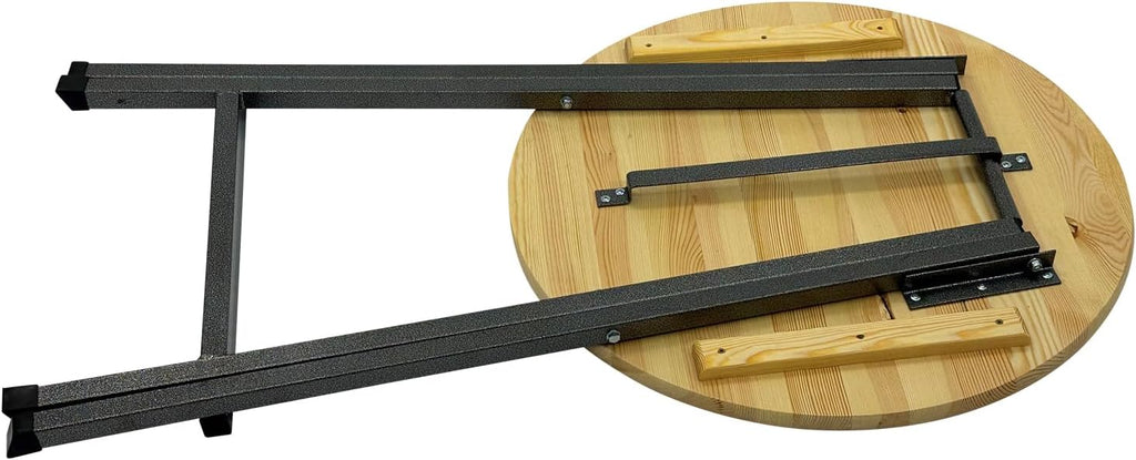 DEGAMO Stehtisch ZÜRICH 78cm rund, Stahlgestell grau + Holzplatte, klar lackiert, klappbar