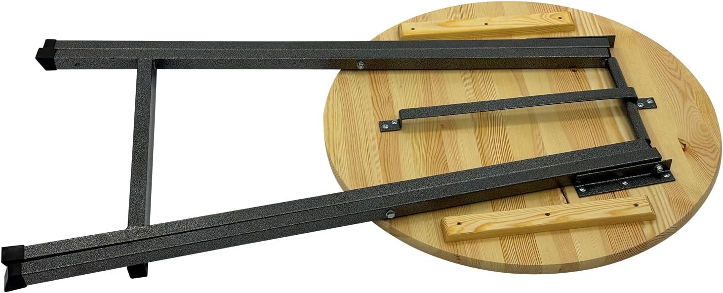 DEGAMO Stehtisch ZÜRICH 78cm rund, Stahlgestell grau + Holzplatte, klar lackiert, klappbar