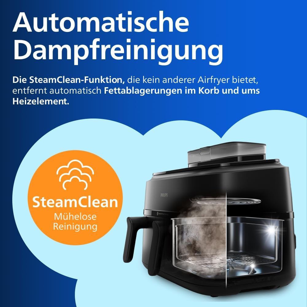 Philips Steam Airfryer 5000 Heißluftfritteuse, Schwarz, 9 L